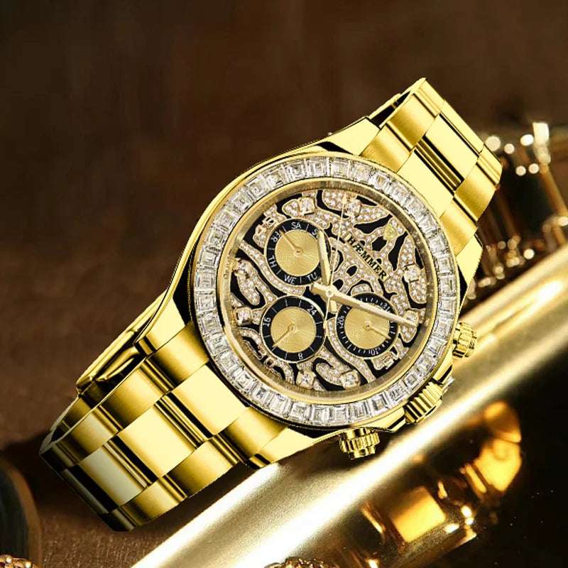 Multifunctional watch, gold stainless steel