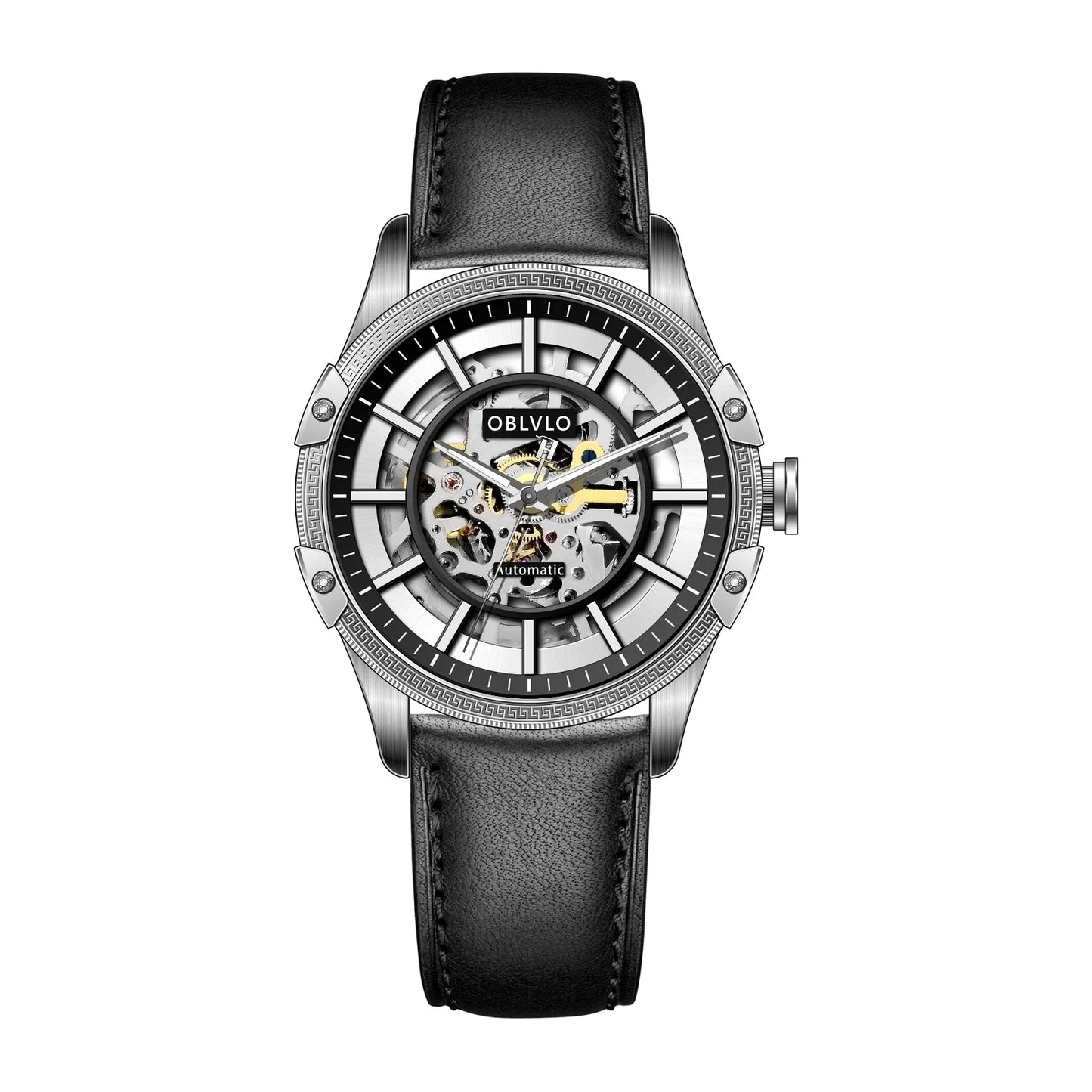 Designer Men's Blue Skeleton Dial Automatic Watch