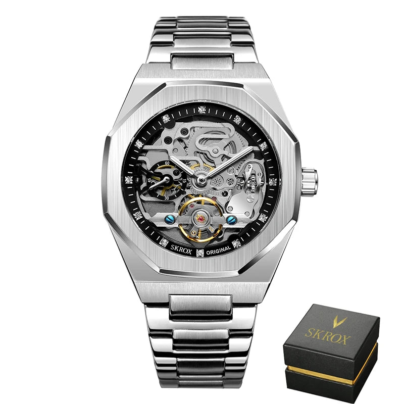 Luxury Gold Diamond Octagonal Automatic Watch