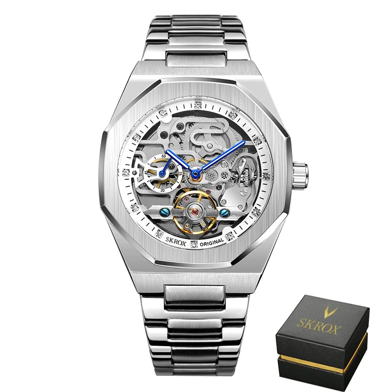 Luxury Gold Diamond Octagonal Automatic Watch