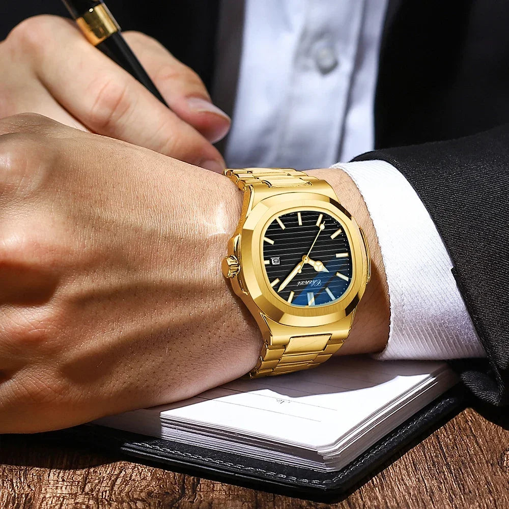 Luxury Gold Stainless Steel Luminous Watches