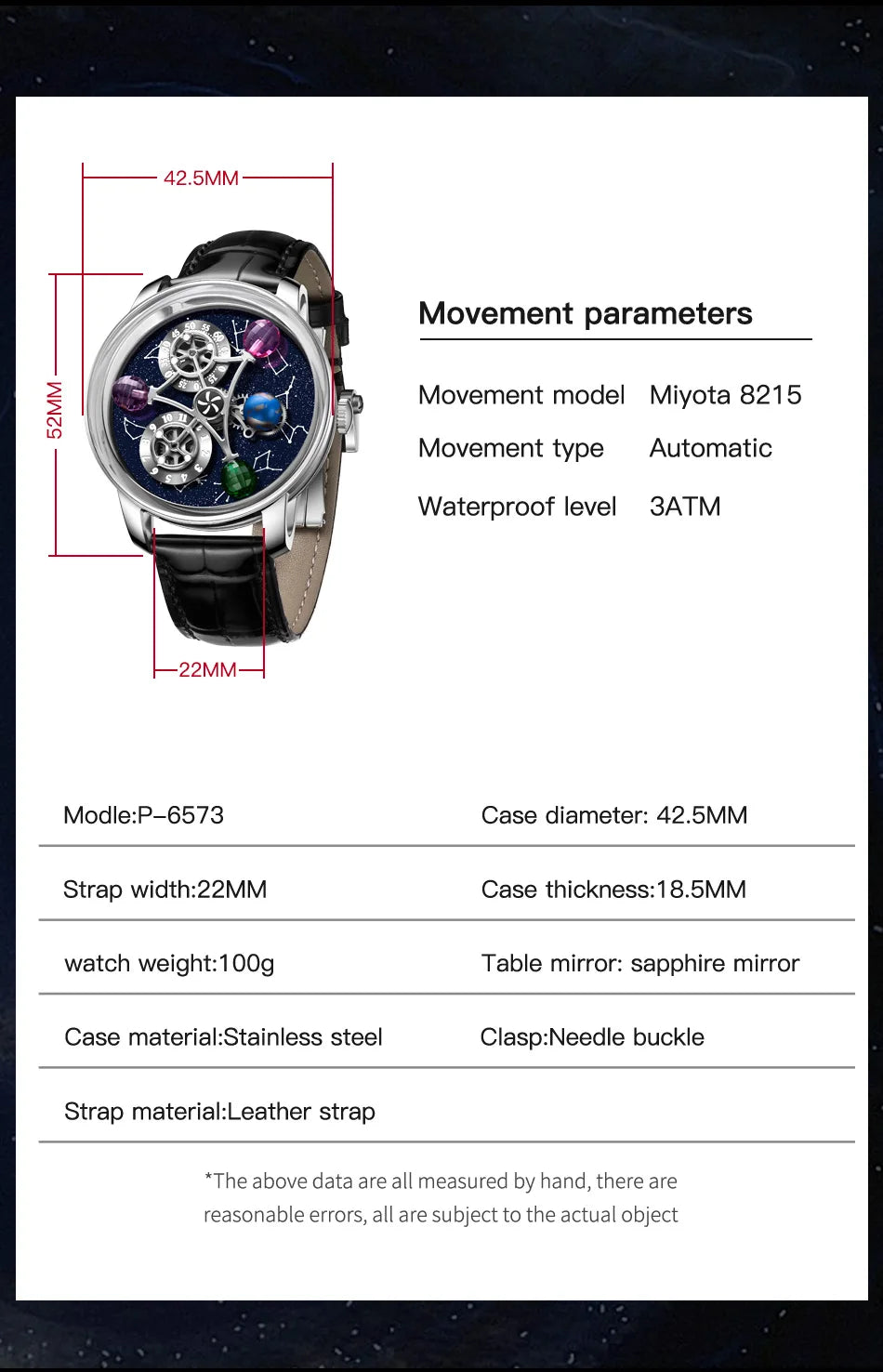 Men's Watch Mechanical Leather Strap