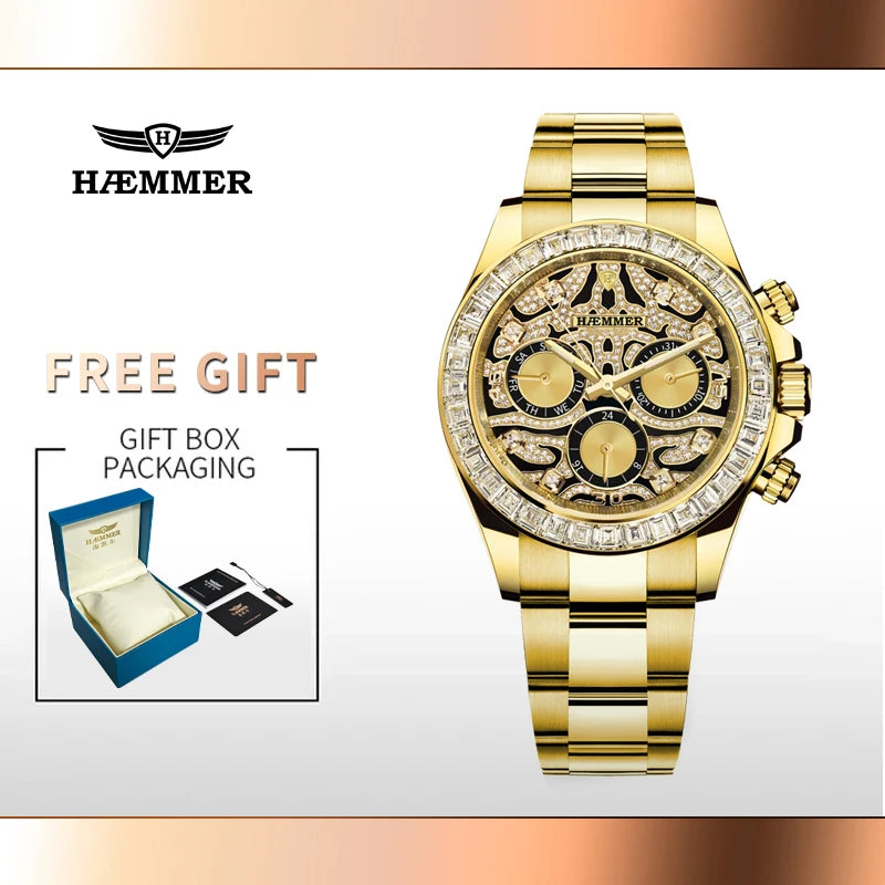 Multifunctional watch, gold stainless steel