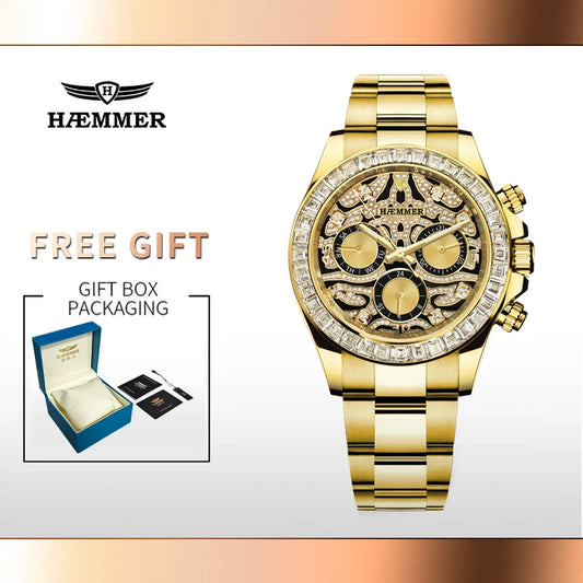 Multifunctional watch, gold stainless steel