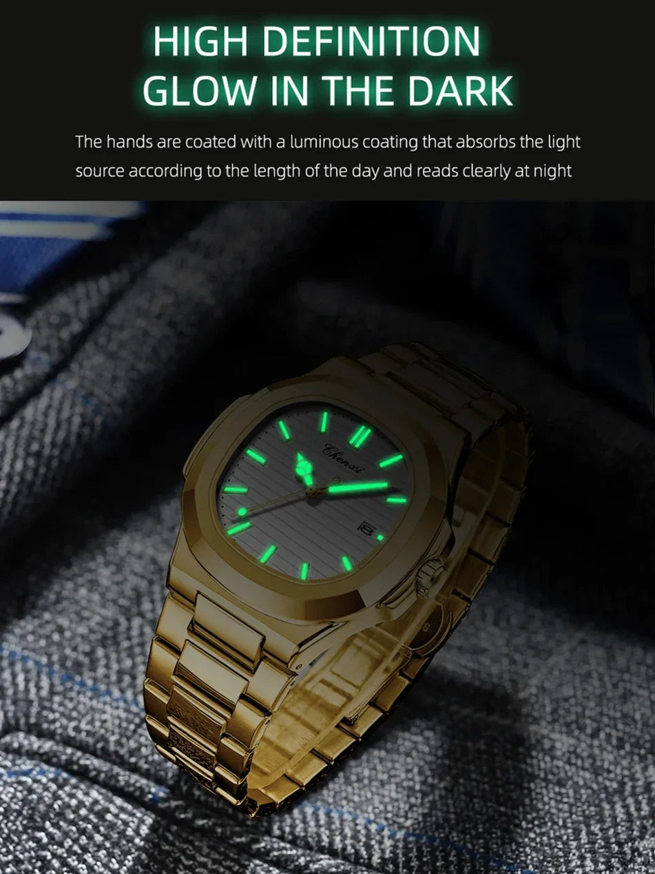 Luxury Gold Stainless Steel Luminous Watches
