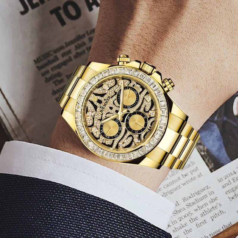 Multifunctional watch, gold stainless steel