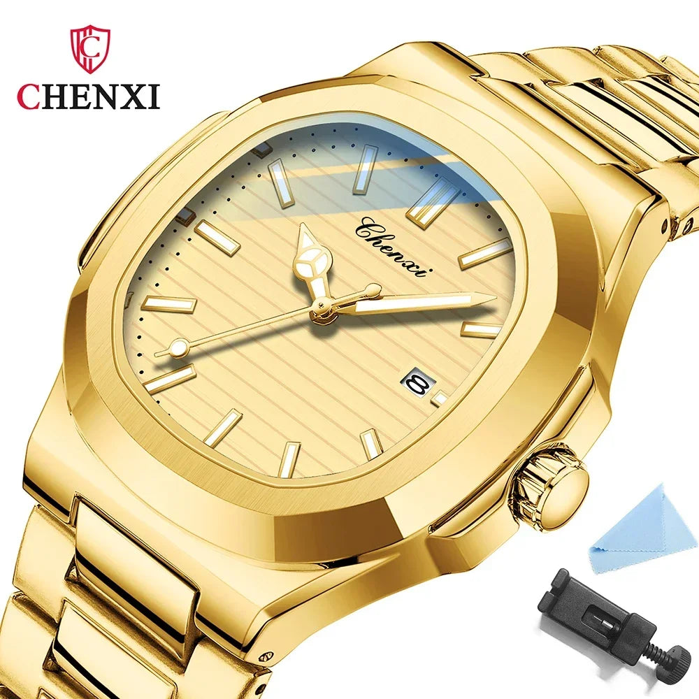Luxury Gold Stainless Steel Luminous Watches