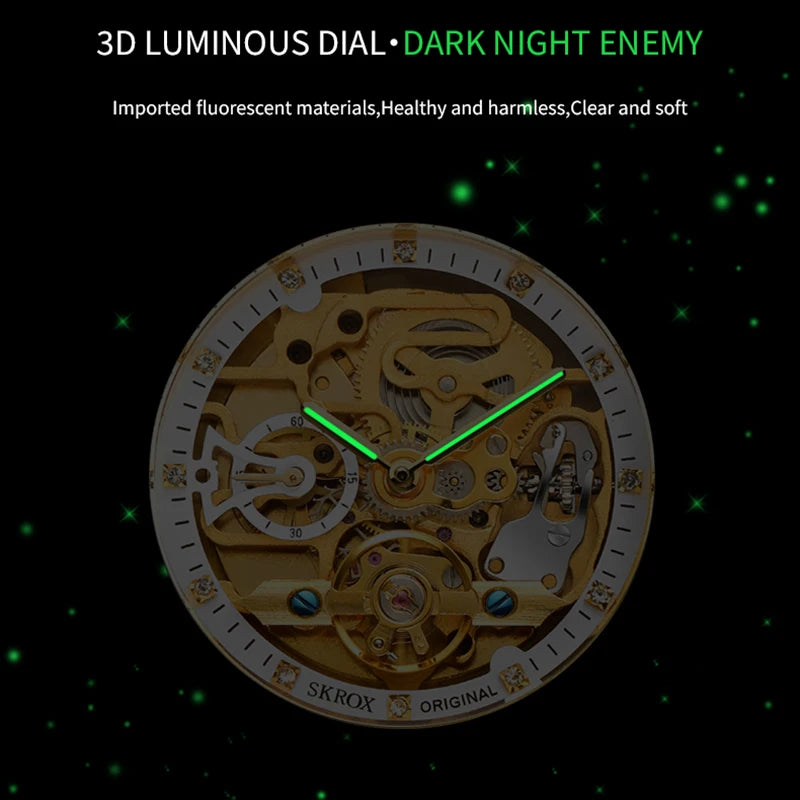 Luxury Gold Diamond Octagonal Automatic Watch