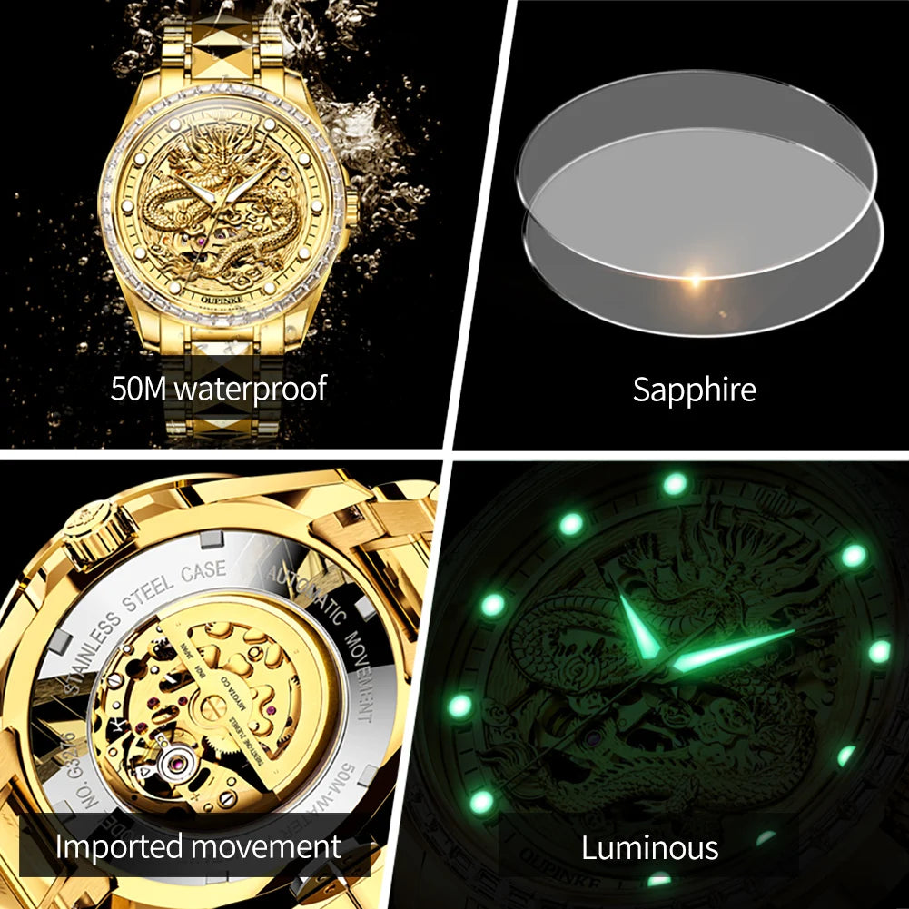 Gold Dragon Automatic Mechanical Watch