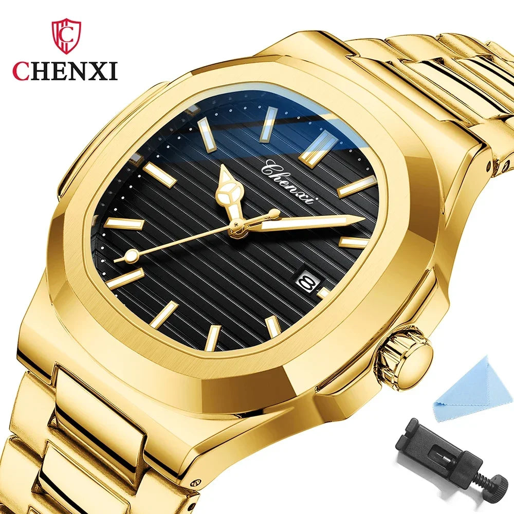 Luxury Gold Stainless Steel Luminous Watches